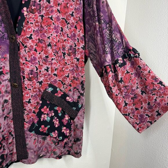 Vintage Carole Little Cottagecore Floral Blazer Jacket Roses Shabby Chic Boho 10 - Picture 5 of 6